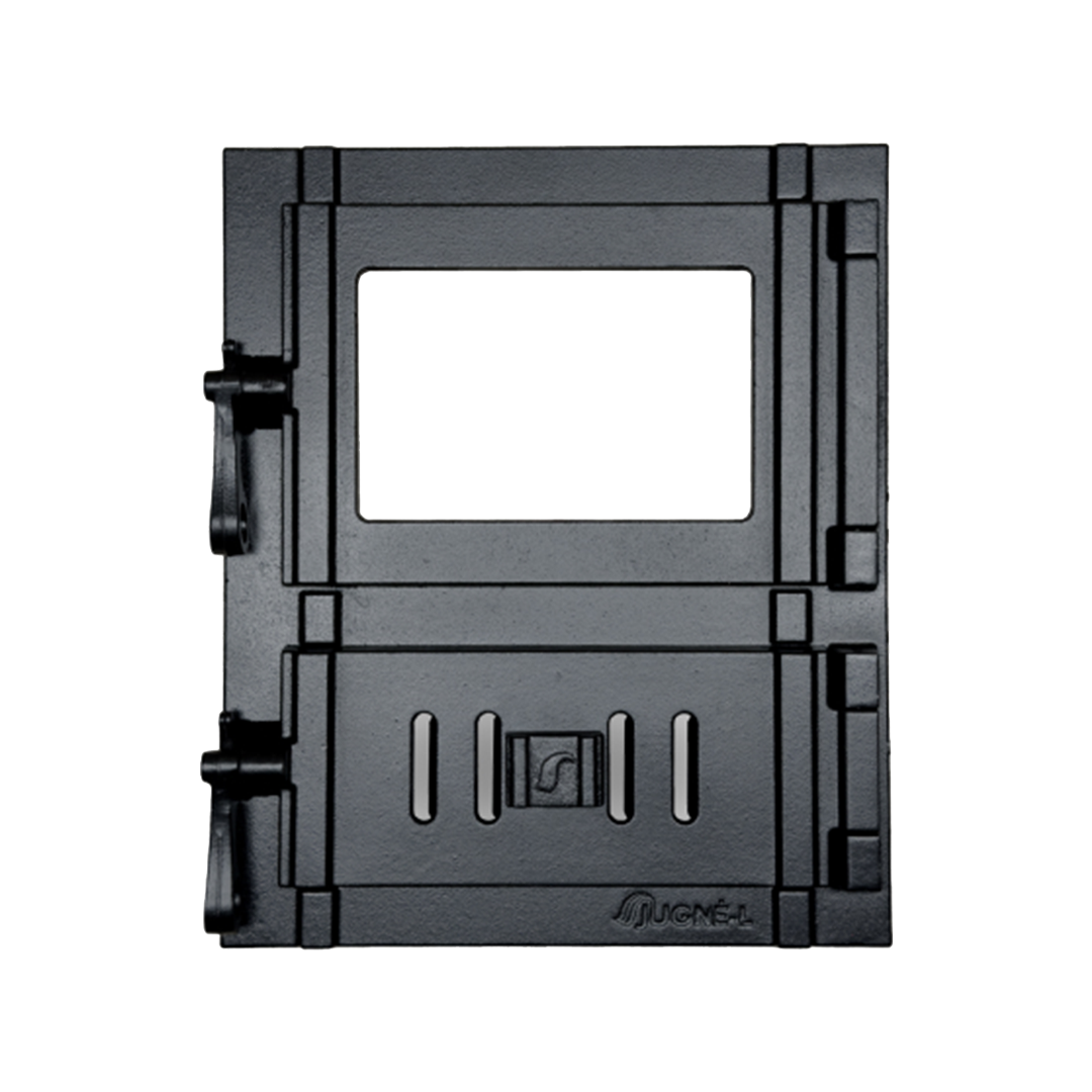 Z-23J Čuguna kamīna / plīts / krāsns durvis, durtiņas ar stiklu 385x325mm